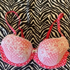 Victoria's Secret Red and White Lace Bra